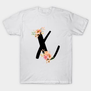 Letter X With Watercolor Floral Wreath T-Shirt